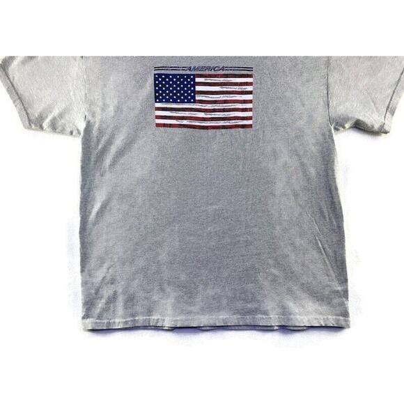 America T-Shirt Men's Extra Large Gray Hanes Heavyweight - Picture 6 of 8